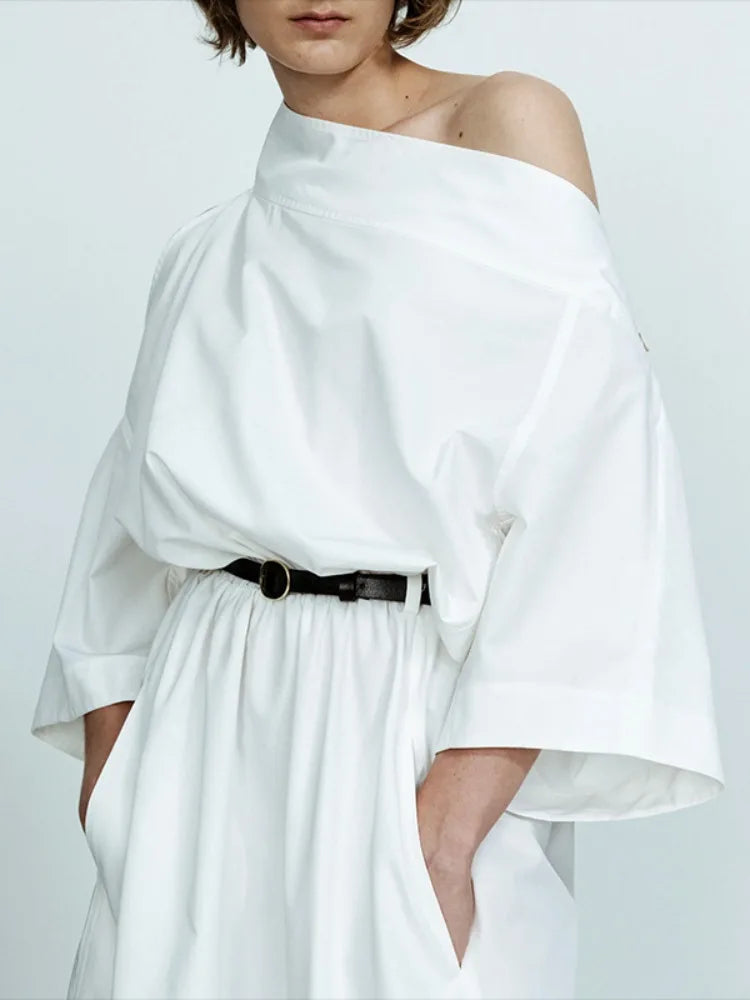 Casual Mid-Length Off-Shoulder White Dress