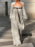 Cotton Two-piece Jumpsuit with Belt