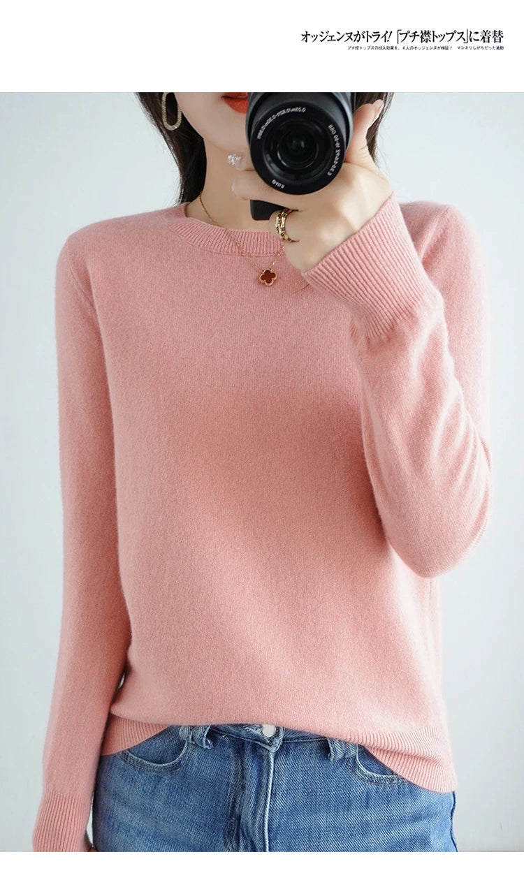 Cashmere Crew Neck Pullover Knit Sweater