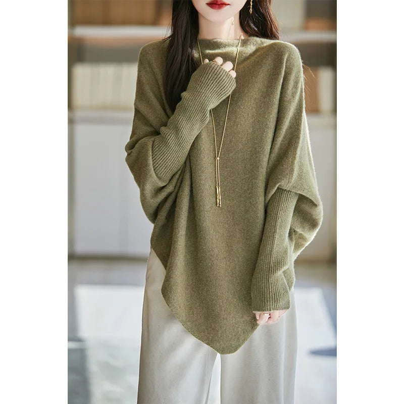 100% Merino Wool Triangle, Boat Neck Pullover Sweater