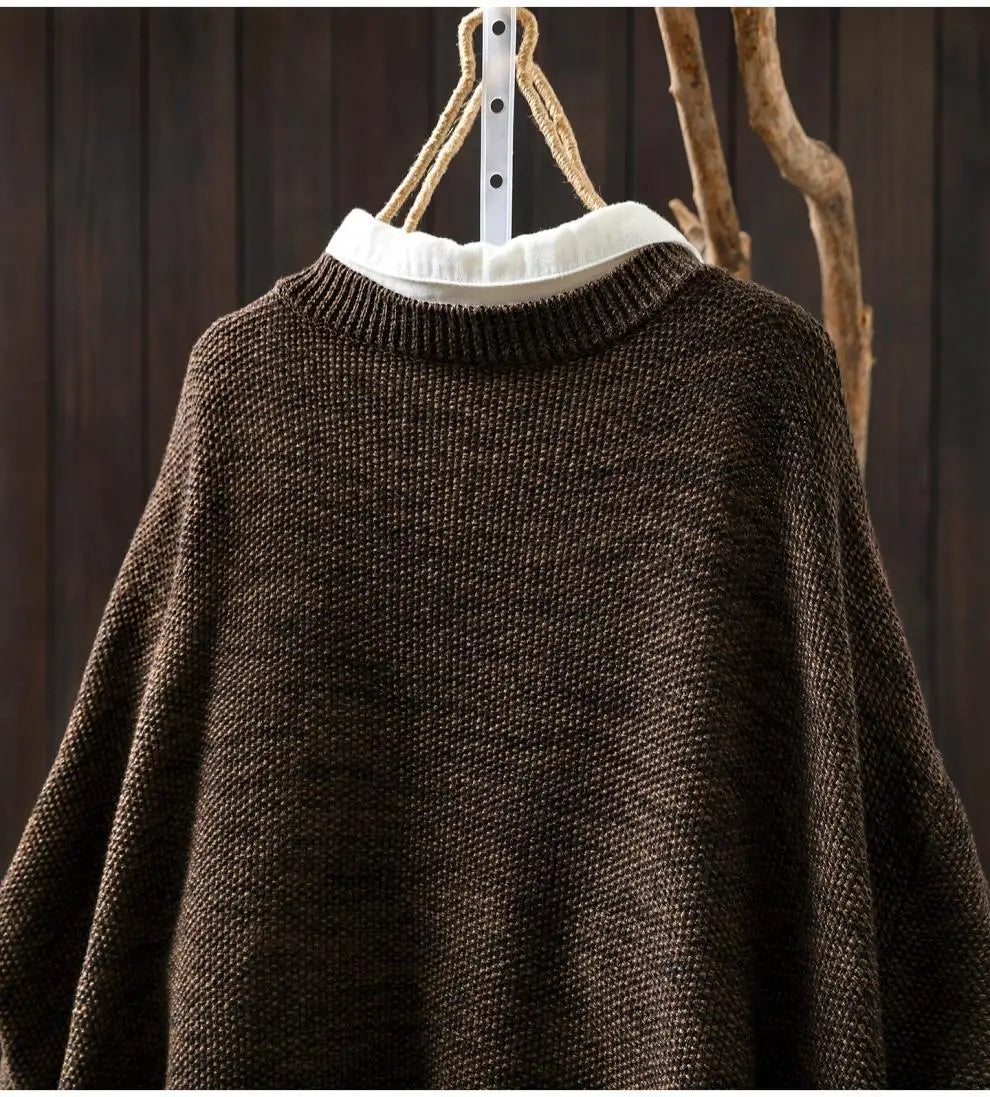 V-Neck Knitted Pullover Sweater