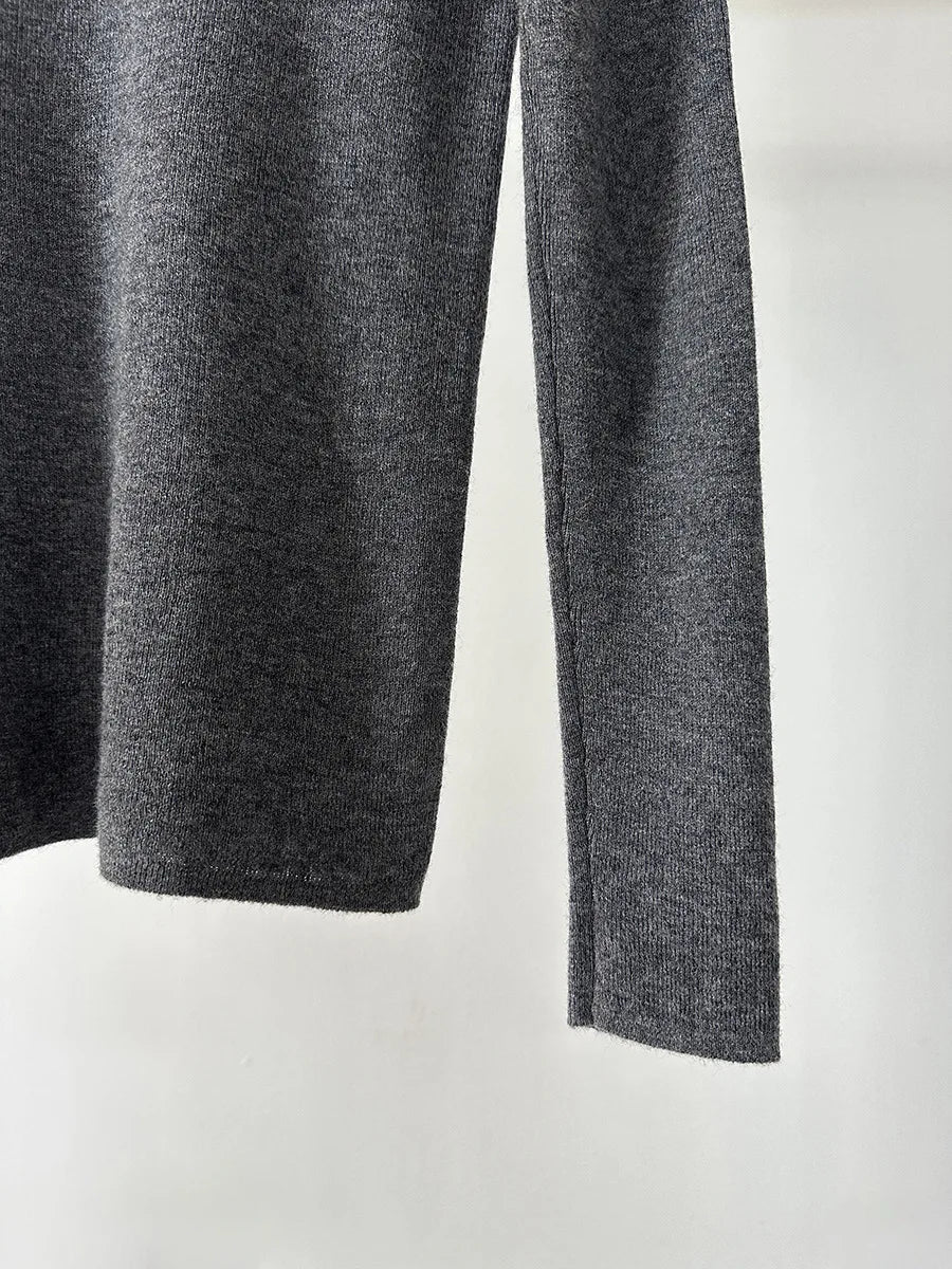 100% Wool Long Sleeve Mock Neck Sweater