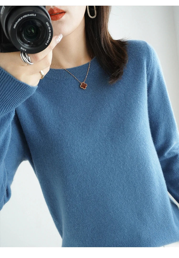 Cashmere Crew Neck Pullover Knit Sweater