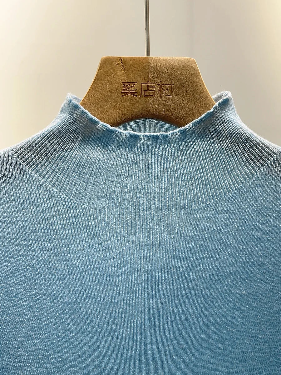 100% Wool Long Sleeve Mock Neck Sweater