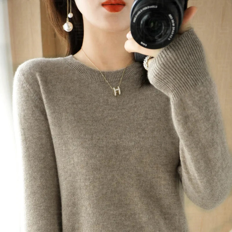 Cashmere Crew Neck Pullover Knit Sweater