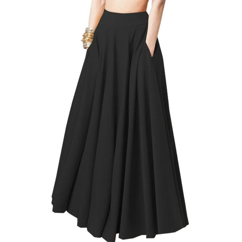 Breathable Half Body Pleated Skirt Micro Elastic Polyester Long Dresses