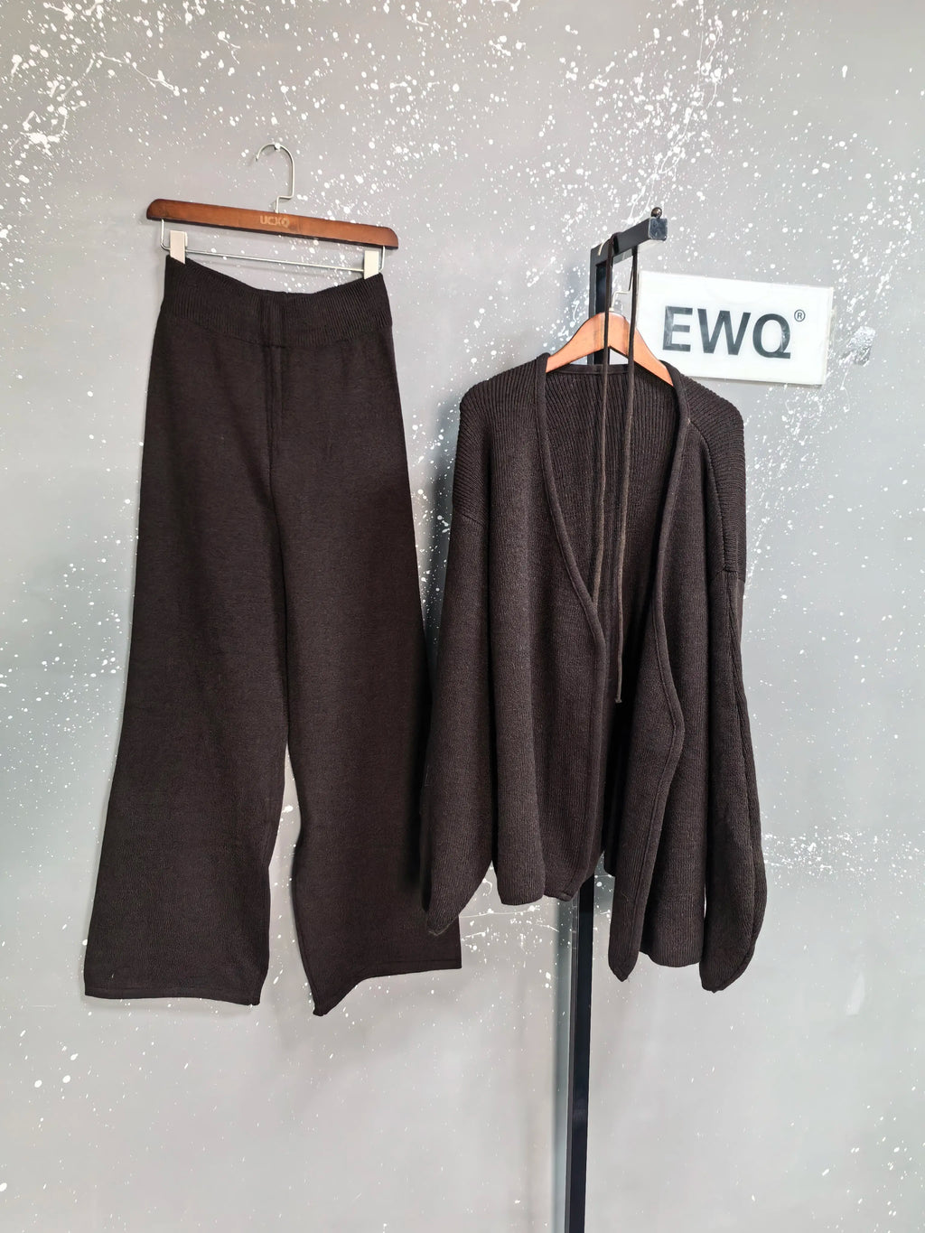 Casual Long Sleeve Sweater And High Waist Trousers Knit Set