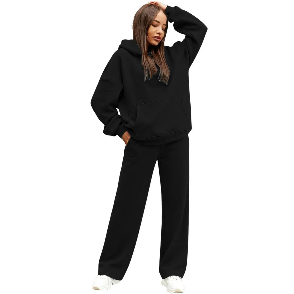 2 PiecePullover Tops And Wide Leg Pants Sweatsuit