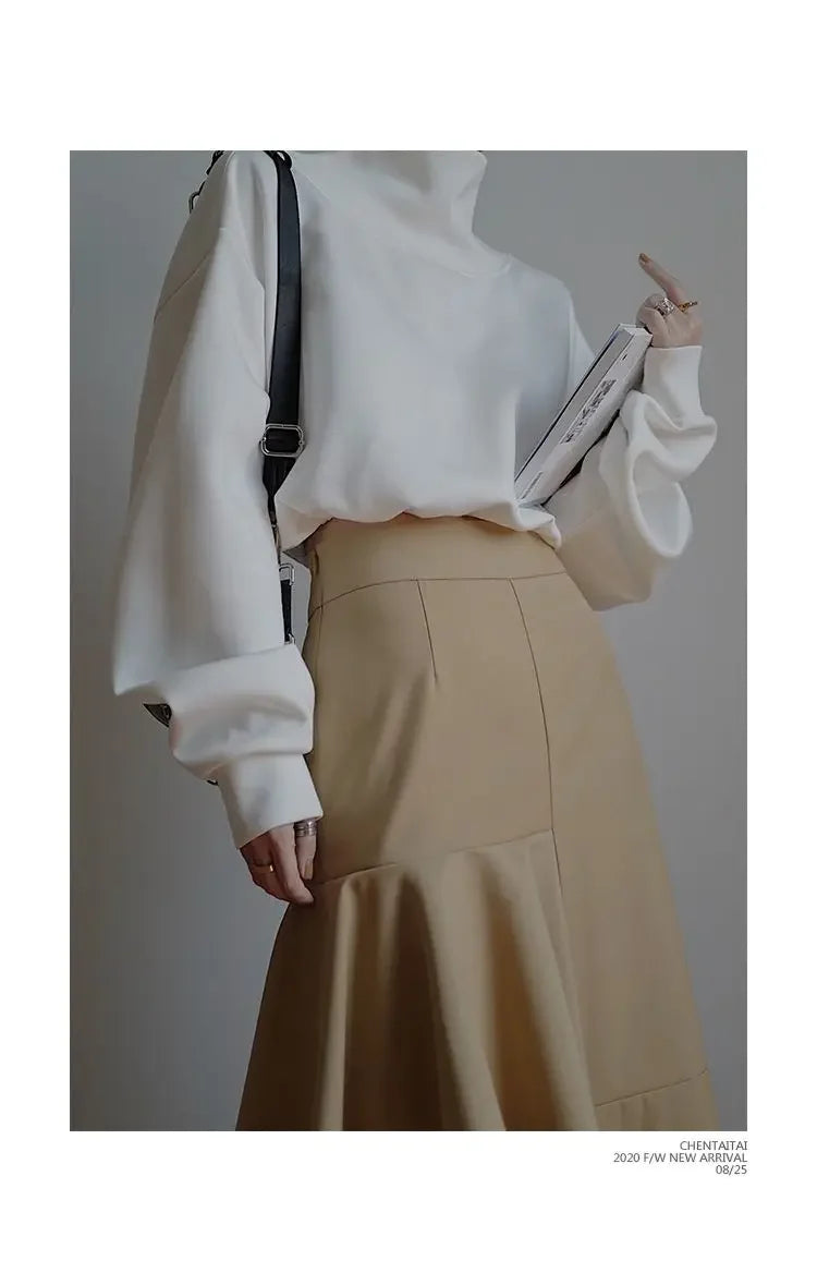 High Collar Long Loose Sleeve Top