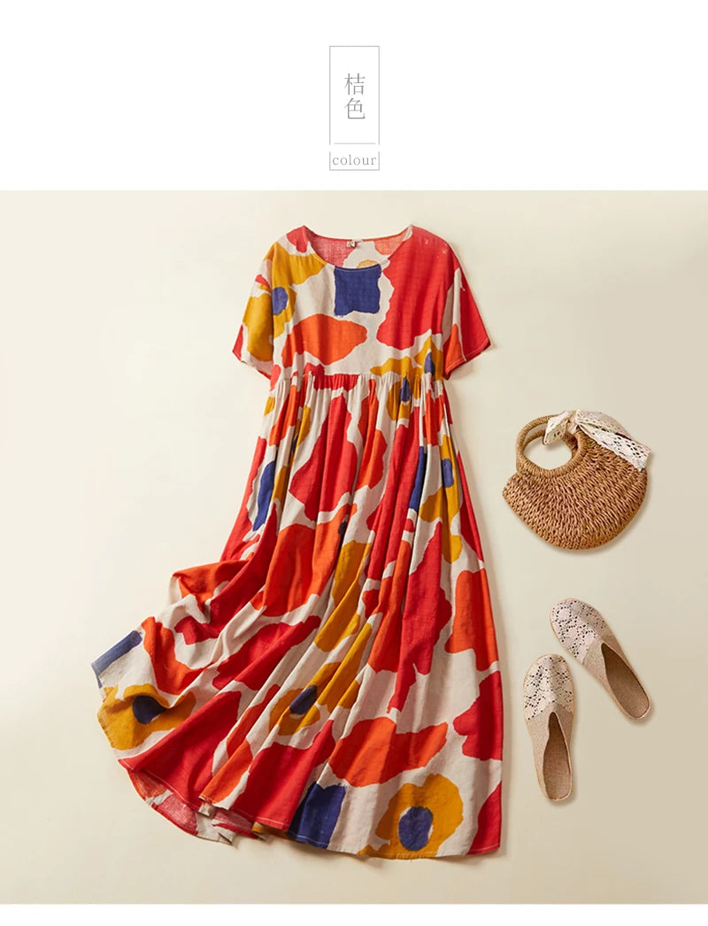 Plus Size Women's Boho Beach Floral Summer Dress