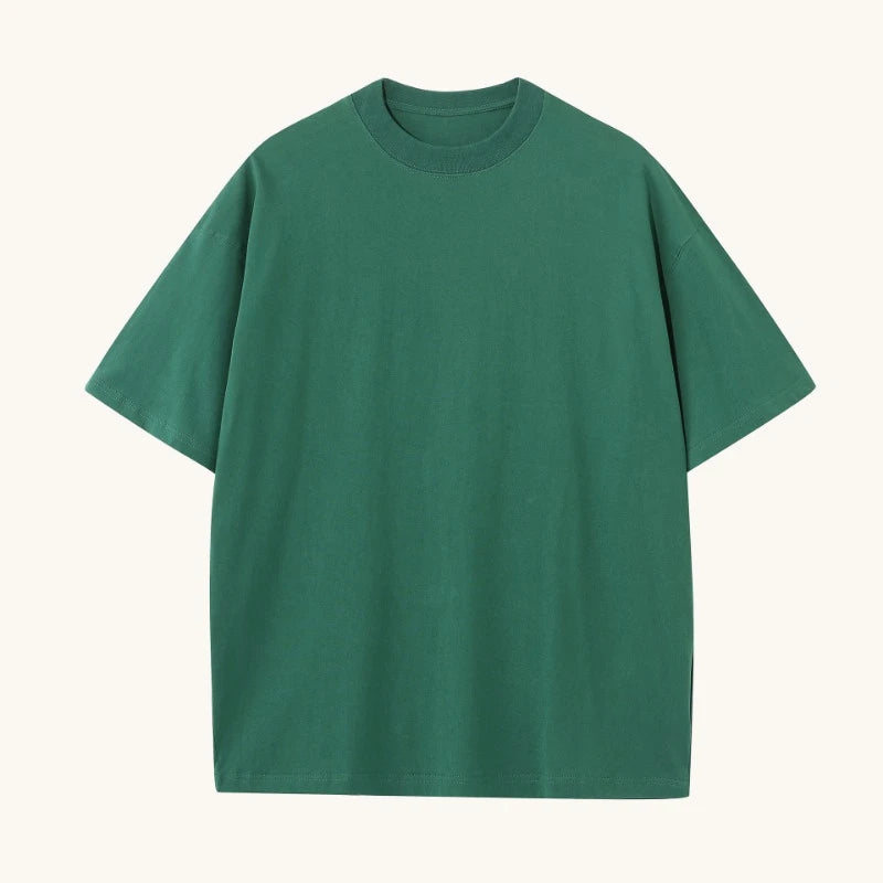 Plus Size Heavy-weight Cotton Blend Crewneck Short-sleeve T-Shirt Shirt
