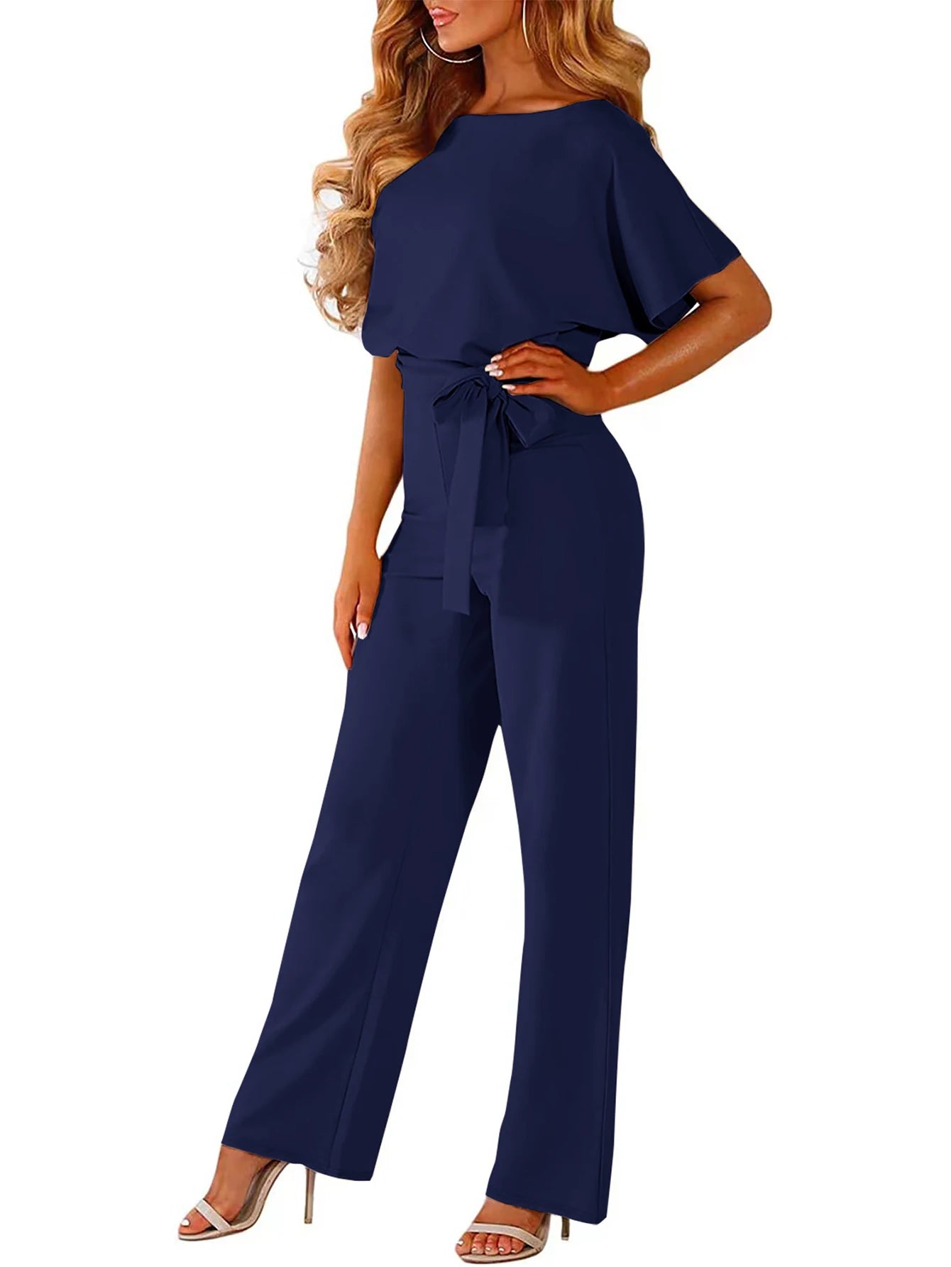 Women's Belted Wide-Leg Jumpsuit