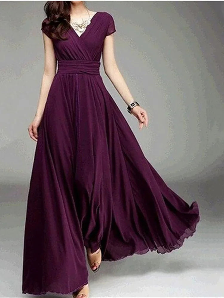 Women's Short Sleeve Chiffon Dress