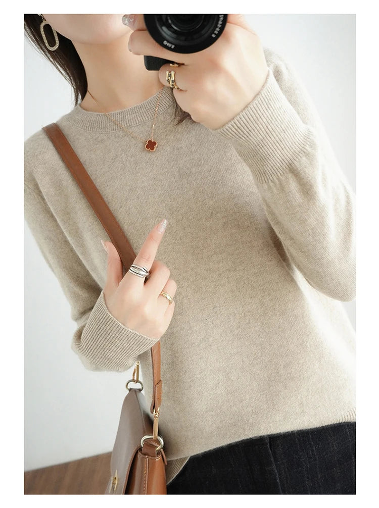 Cashmere Crew Neck Pullover Knit Sweater