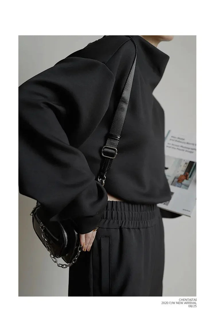 High Collar Long Loose Sleeve Top