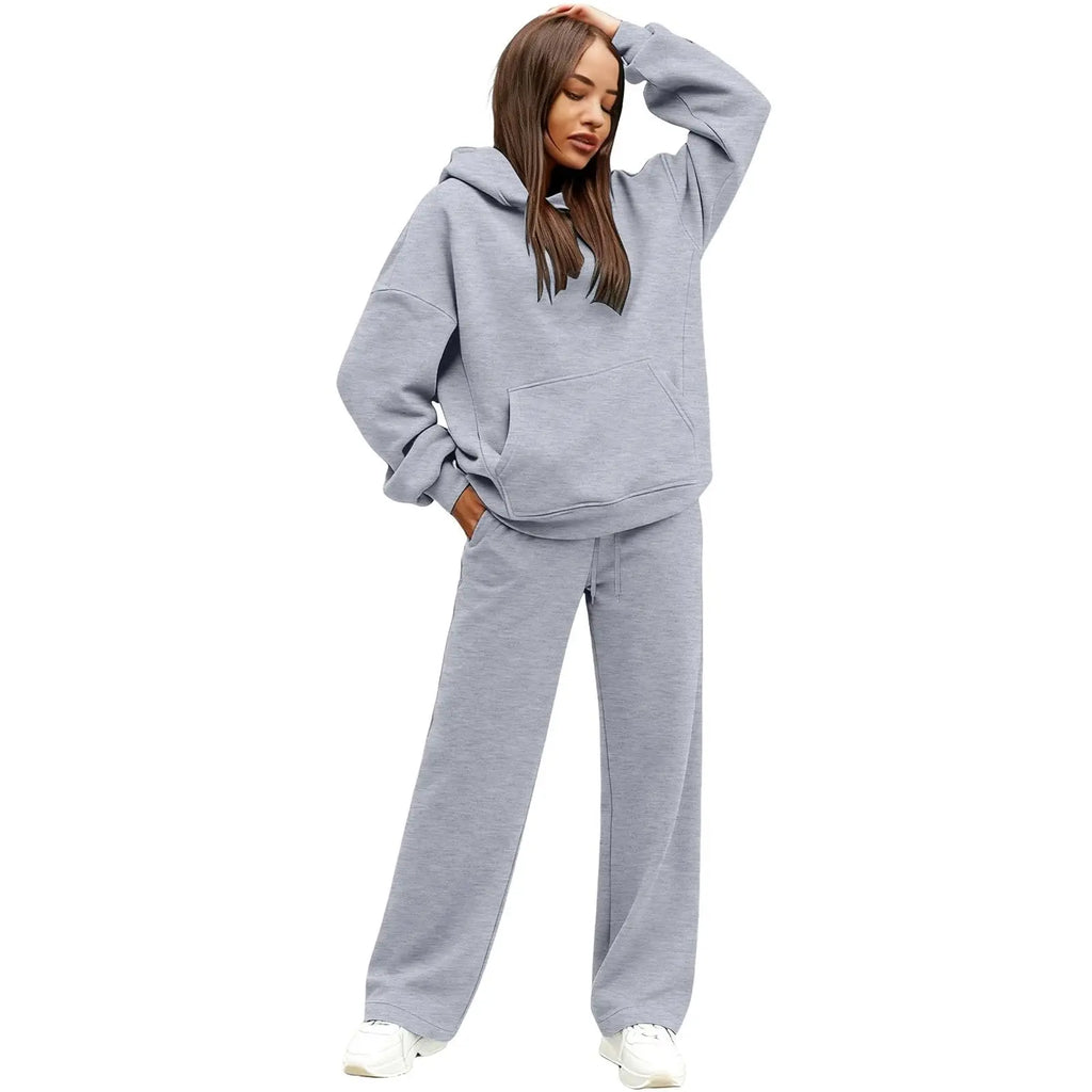 2 PiecePullover Tops And Wide Leg Pants Sweatsuit