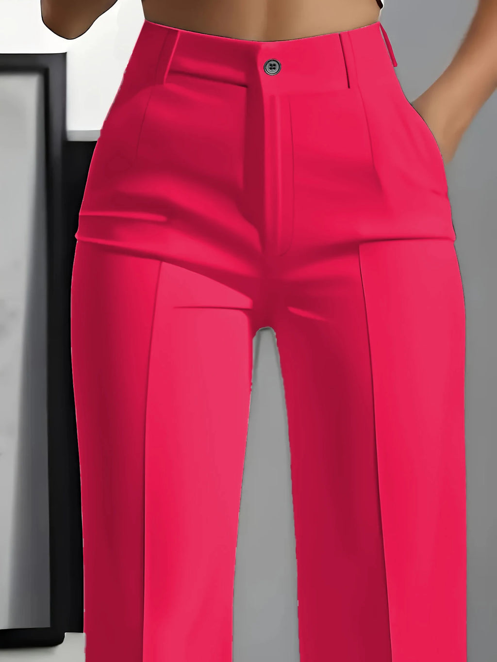 Hiigh-waisted, straight-cut, suit pants