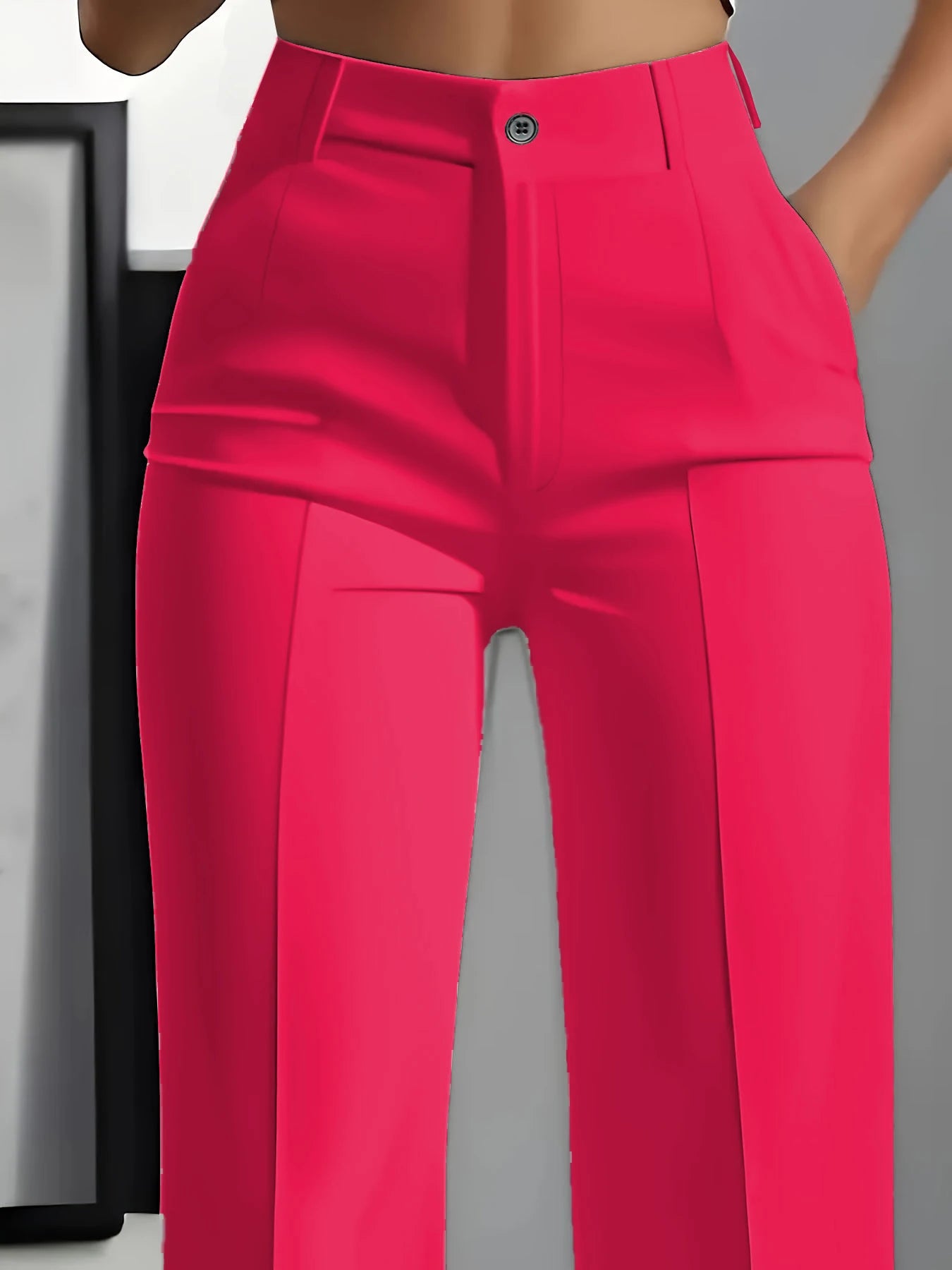 Hiigh-waisted, straight-cut, suit pants