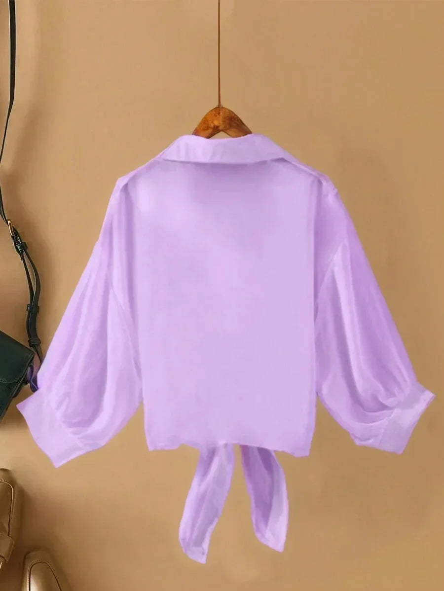 Women's Plus Size Front-Tie Loose Shirts