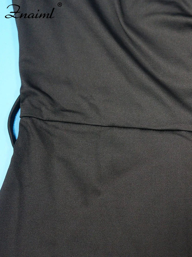Diagonal Collar Sleeveless Jumpsuit with Wide-Legs