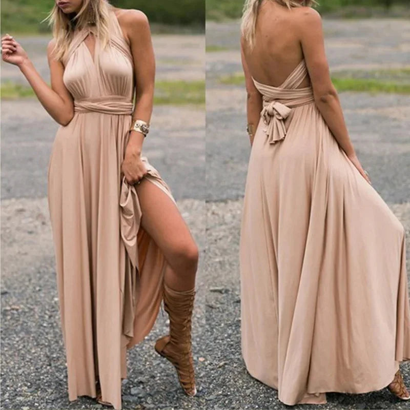 Women's V-neck Strappled Long Dress