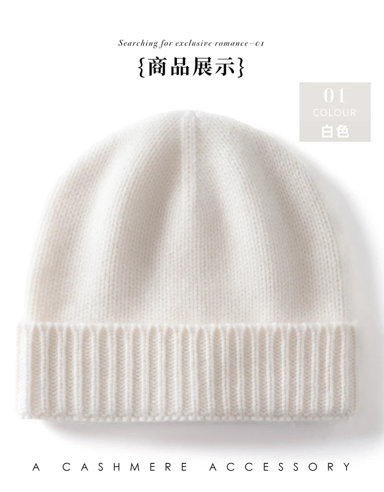 100% Cashmere Knitted Hat with Ear Protection