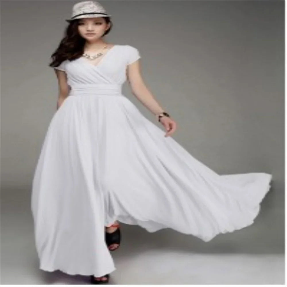Women's Short Sleeve Chiffon Dress