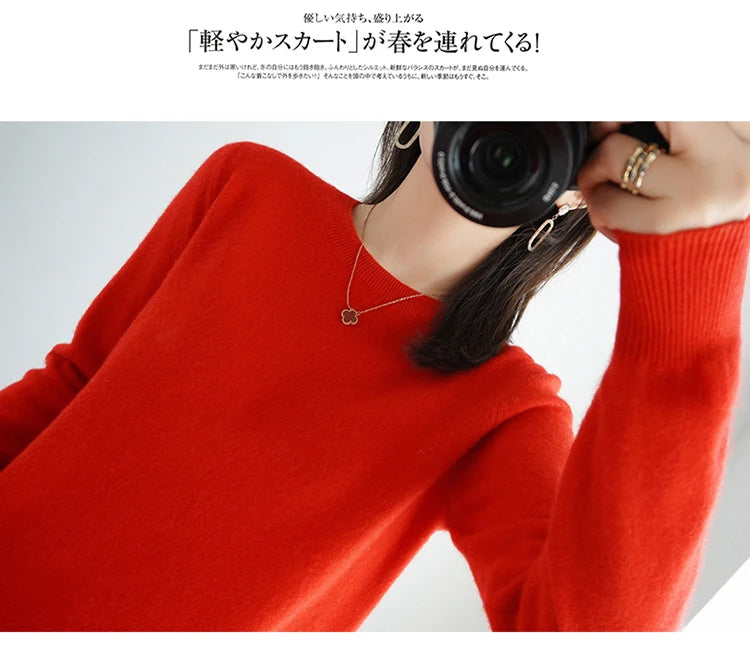 Cashmere Crew Neck Pullover Knit Sweater