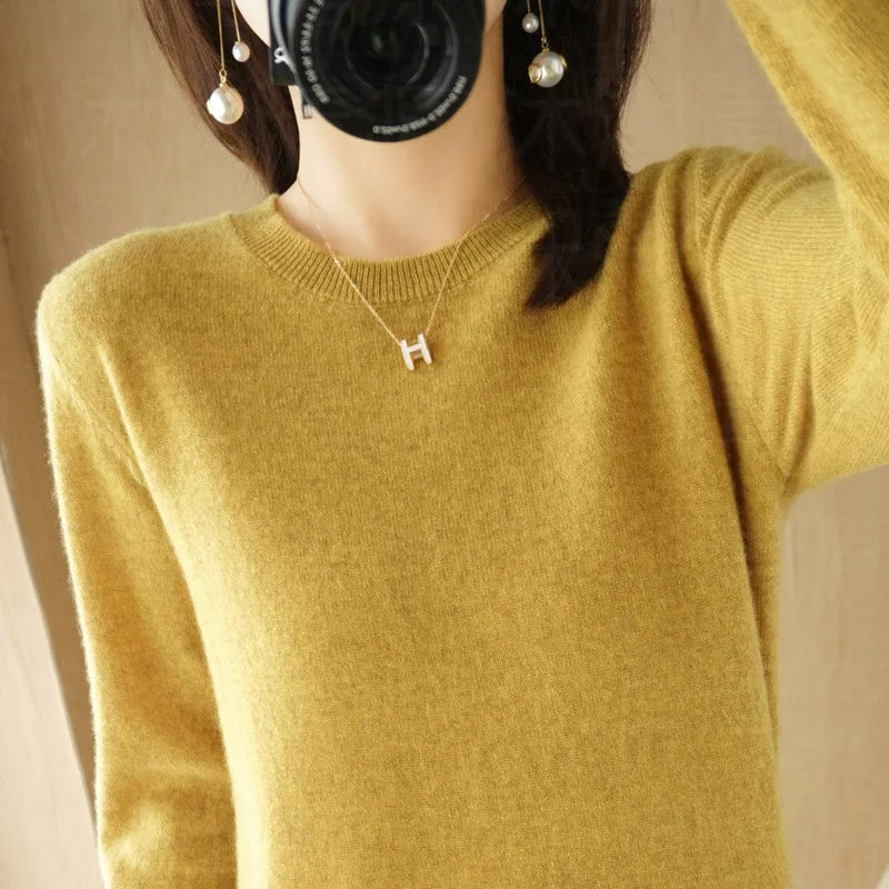 Cashmere Crew Neck Pullover Knit Sweater