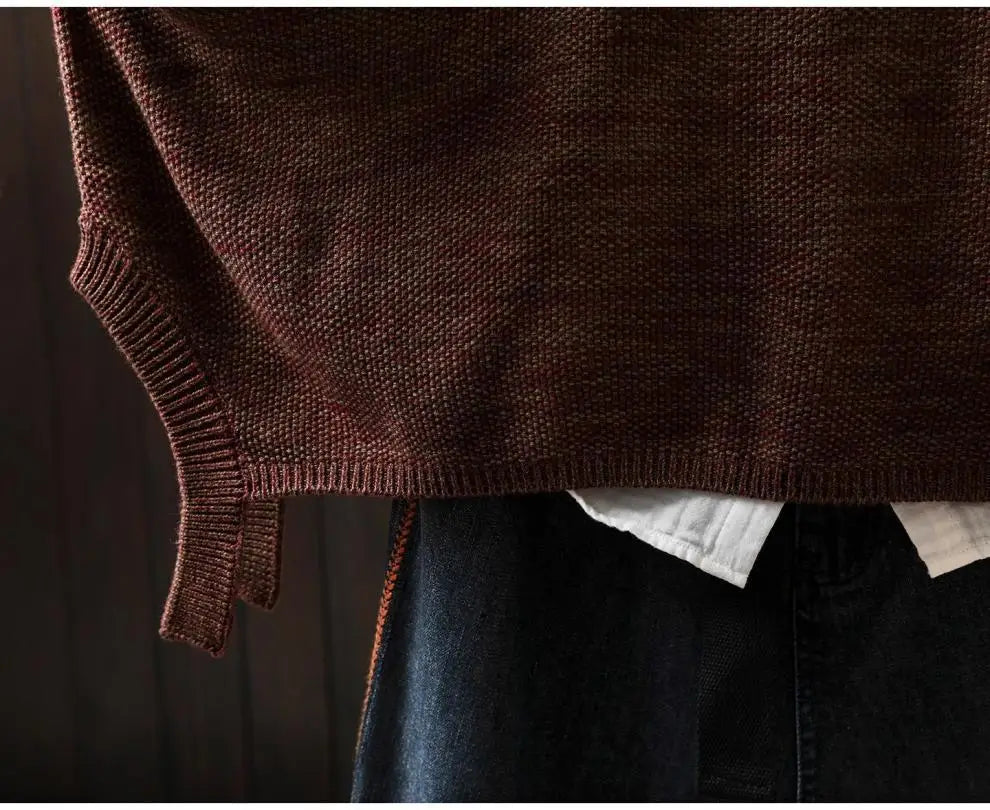 V-Neck Knitted Pullover Sweater