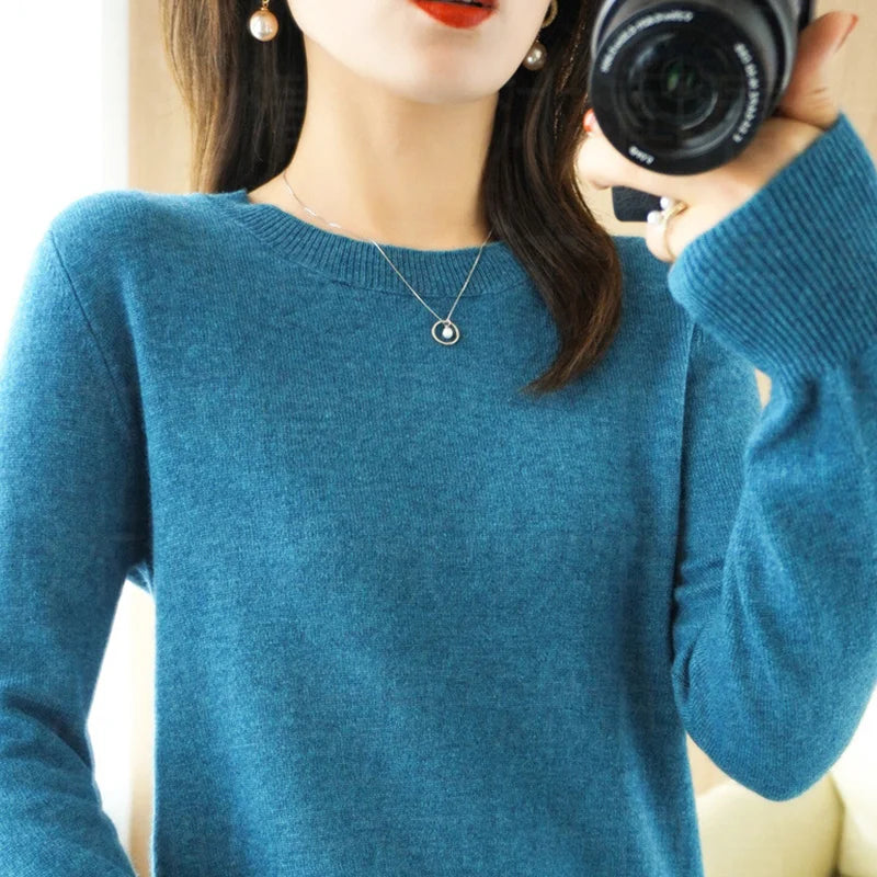 Cashmere Crew Neck Pullover Knit Sweater