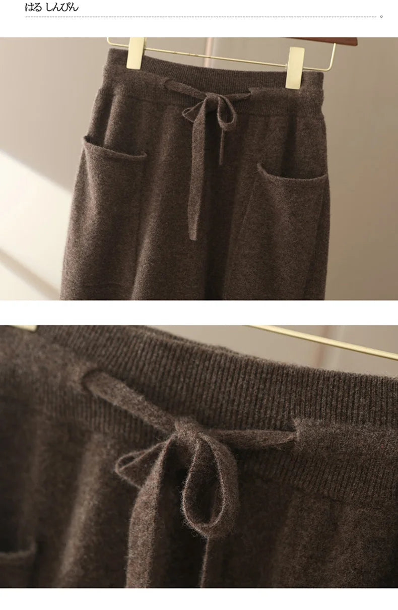 100% Pure Cashmere Wool Women's A-Line Skirt w/Pocket