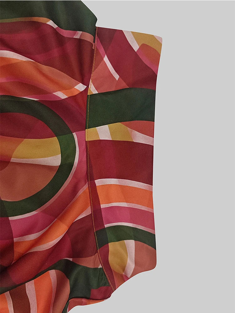 Elegant Lantern Sleeve Mid-Length Colorful Dress