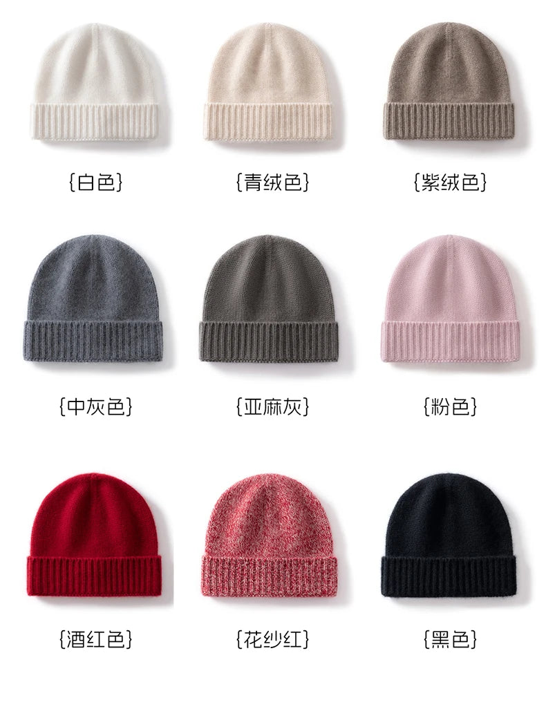 100% Cashmere Knitted Hat with Ear Protection