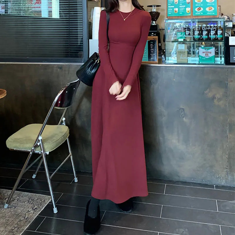 Solid Long Sleeve Corset Dress