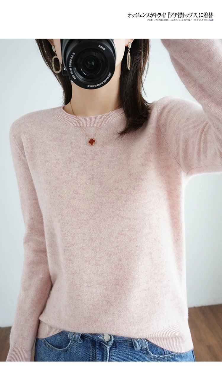 Cashmere Crew Neck Pullover Knit Sweater