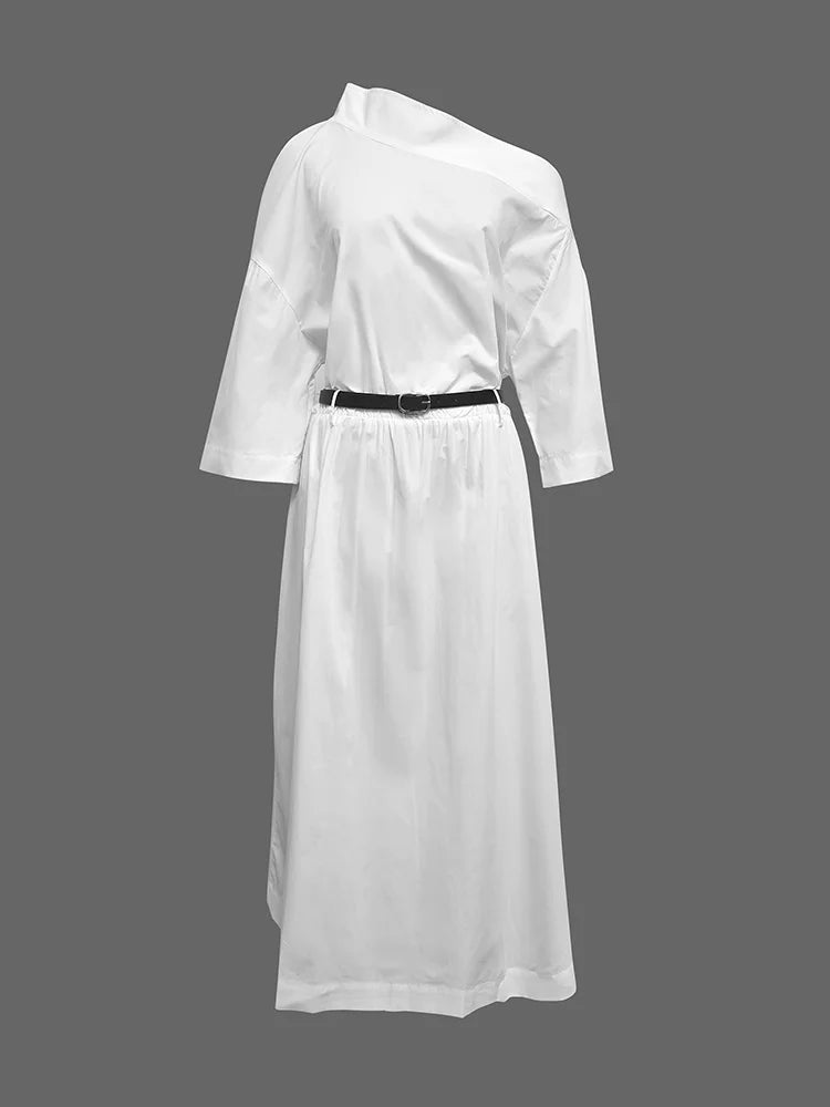 Casual Mid-Length Off-Shoulder White Dress