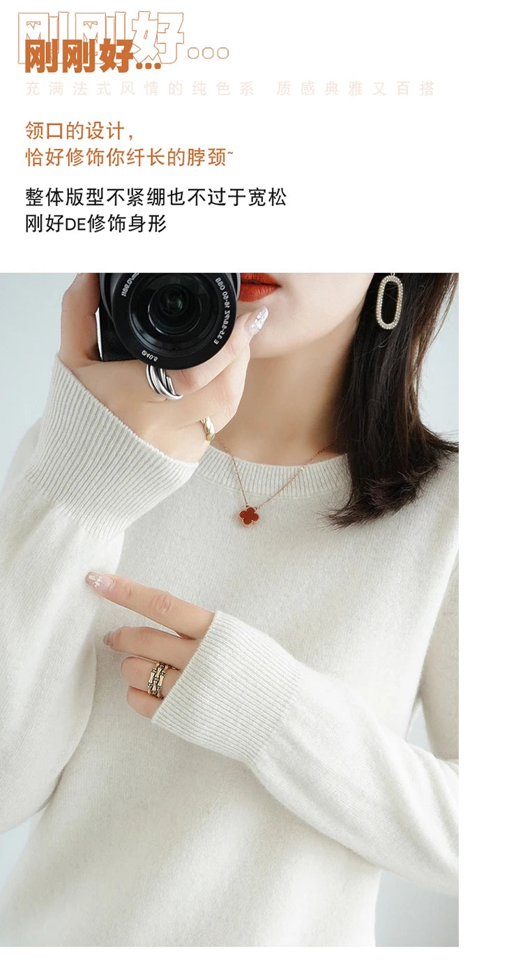 Cashmere Crew Neck Pullover Knit Sweater
