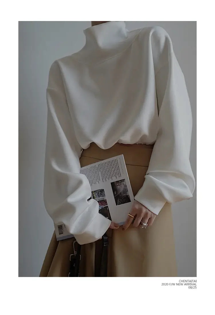 High Collar Long Loose Sleeve Top
