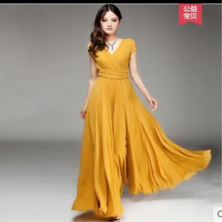 Women's Short Sleeve Chiffon Dress