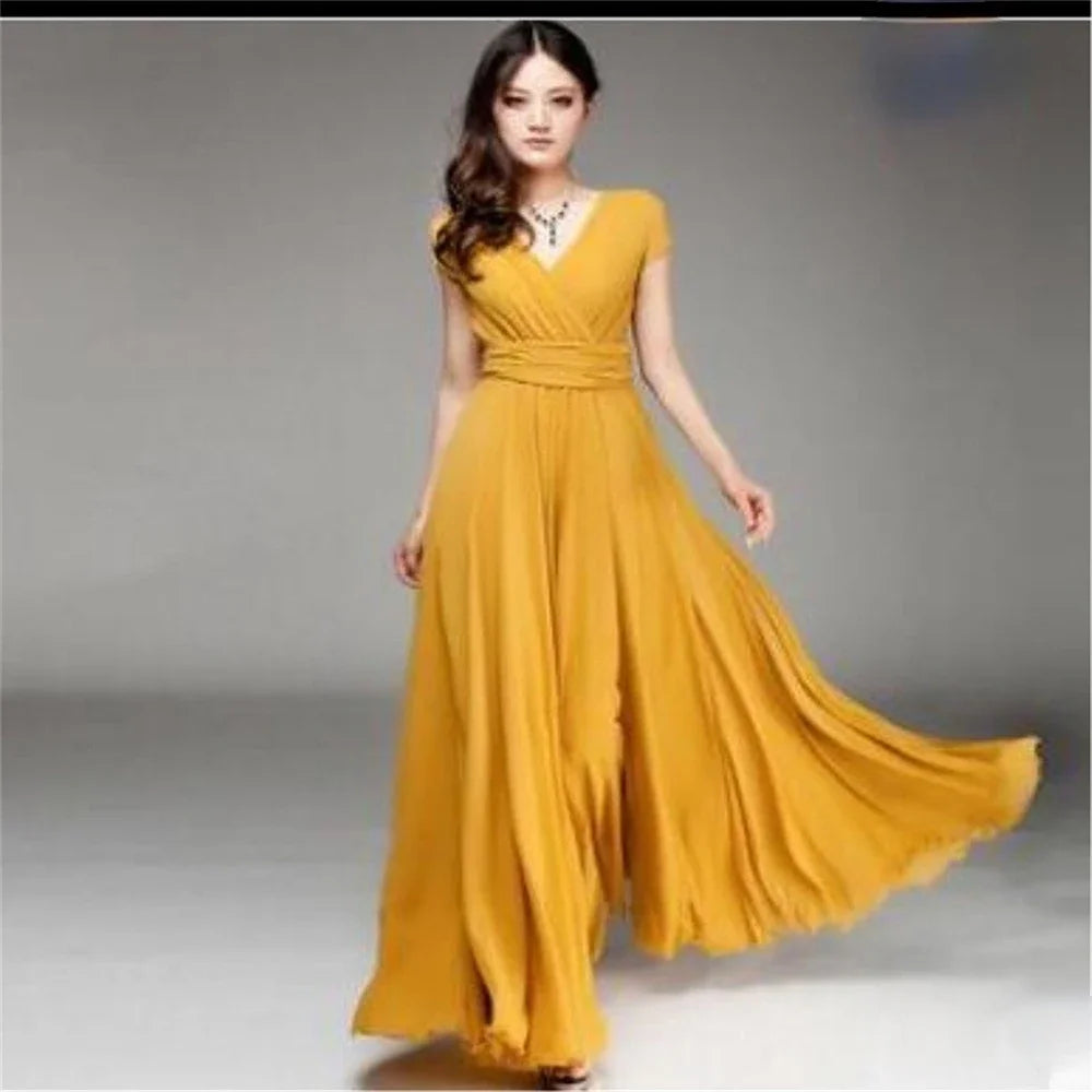 Women's Short Sleeve Chiffon Dress
