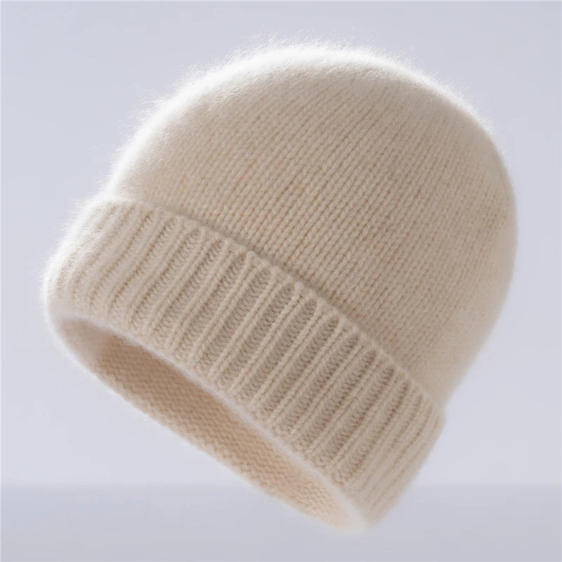 100% Cashmere Knitted Hat with Ear Protection