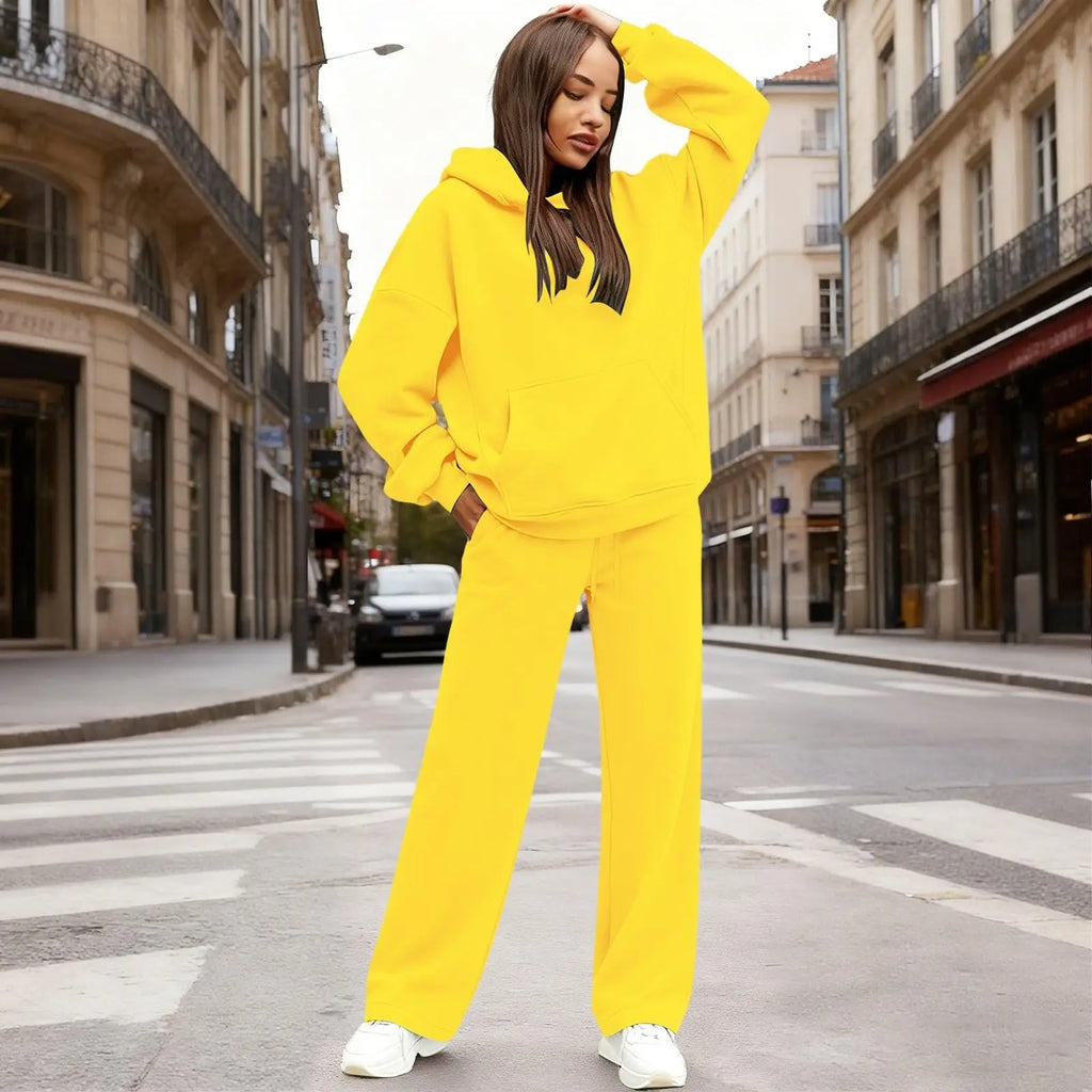 2 PiecePullover Tops And Wide Leg Pants Sweatsuit