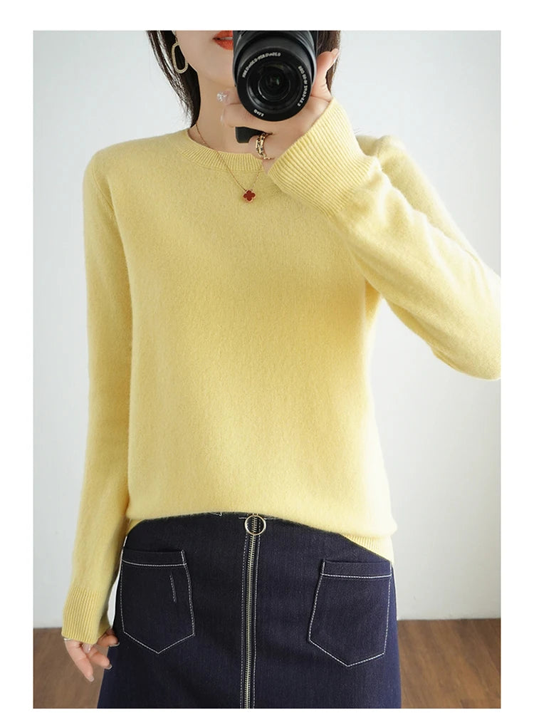 Cashmere Crew Neck Pullover Knit Sweater