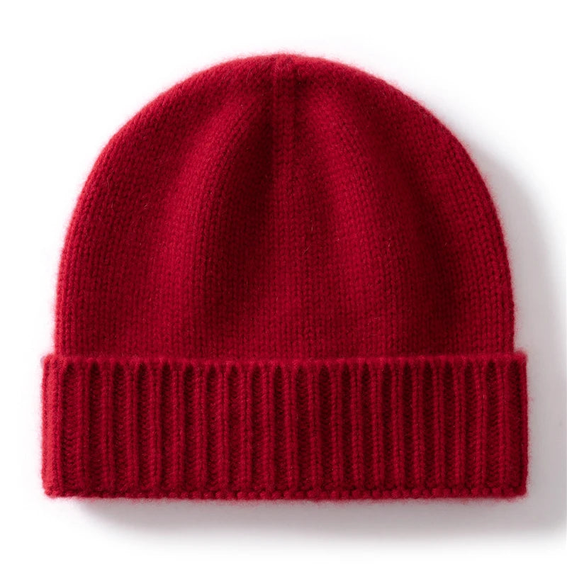 100% Cashmere Knitted Hat with Ear Protection