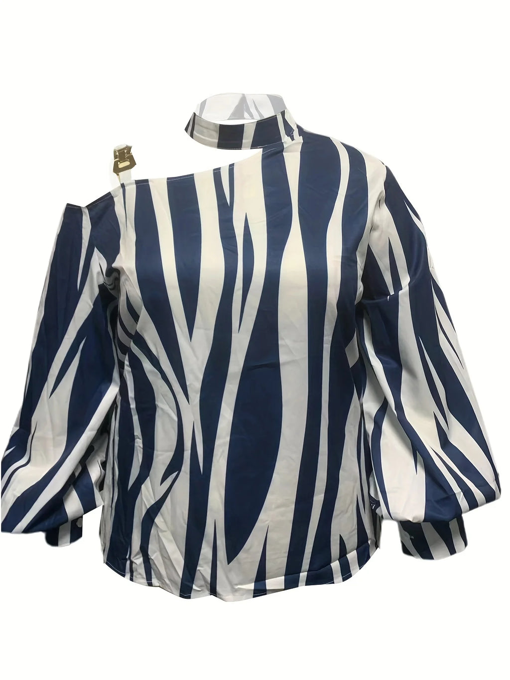 Plus Size Women's Long Sleeve One Shoulder Blouses & Shirts