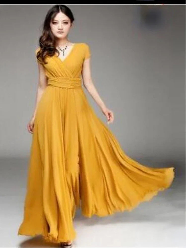 Women's Short Sleeve Chiffon Dress