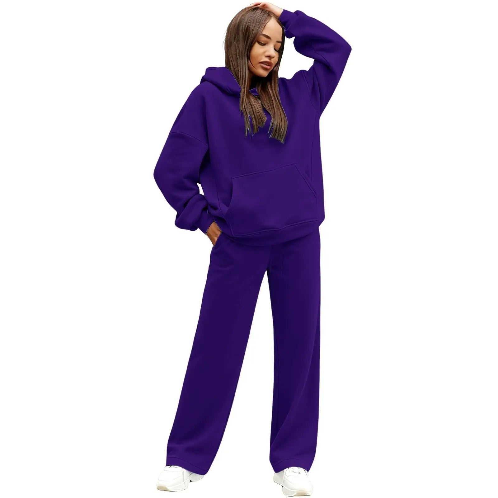 2 PiecePullover Tops And Wide Leg Pants Sweatsuit