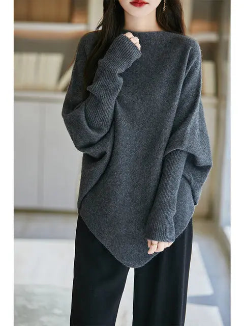 100% Merino Wool Triangle, Boat Neck Pullover Sweater