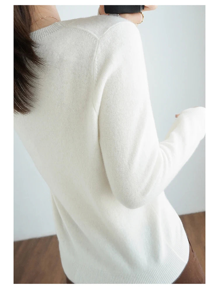 Cashmere Crew Neck Pullover Knit Sweater